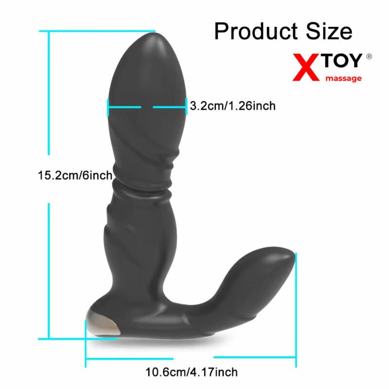 Masażer prostaty posuwisty wibrujący z pilotem XTOY wielofunkcyjny czarny - obrazek 4
